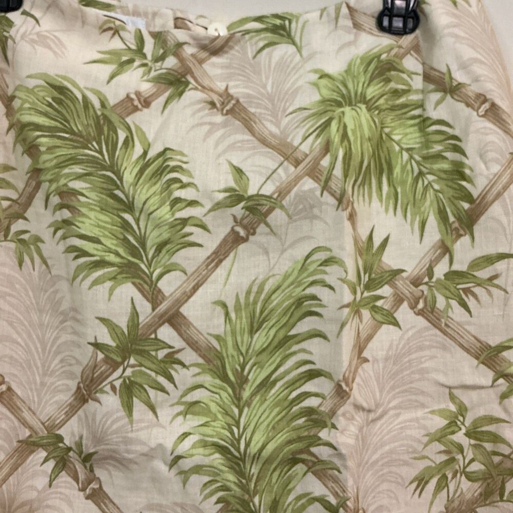 VTG Talbots Linen Tropical Bamboo Palm Leaf Lattice Pencil Skirt Cream Green 16W - Picture 2 of 7